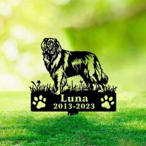 DINOZOZO Leonberger Dog Grave Marker Garden Stakes Dog Sympathy Gift Cemetery Decor Memorial Custom Metal Signs