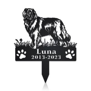 DINOZOZO Leonberger Dog Grave Marker Garden Stakes Dog Sympathy Gift Cemetery Decor Memorial Custom Metal Signs2
