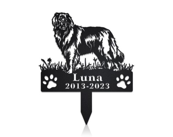 DINOZOZO Leonberger Dog Grave Marker Garden Stakes Dog Sympathy Gift Cemetery Decor Memorial Custom Metal Signs