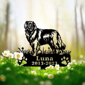 DINOZOZO Leonberger Dog Grave Marker Garden Stakes Dog Sympathy Gift Cemetery Decor Memorial Custom Metal Signs3