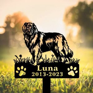 DINOZOZO Leonberger Dog Grave Marker Garden Stakes Dog Sympathy Gift Cemetery Decor Memorial Custom Metal Signs4