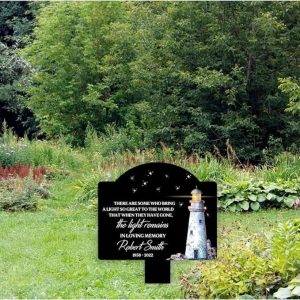 DINOZOZO Lighthouse Grave Marker Bring A Light to The World Memorial Stake Sympathy Gifts Custom Metal Signs2