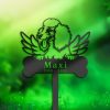 DINOZOZO Long Hair Poodle Dog Grave Marker Garden Stakes Dog Memorial Gift Cemetery Decor Custom Metal Signs2