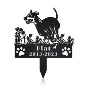 DINOZOZO Manchester Terrier Dog Grave Marker Garden Stakes Dog Sympathy Gift Cemetery Decor Memorial Custom Metal Signs2