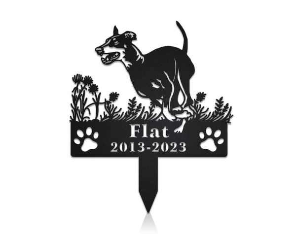 DINOZOZO Manchester Terrier Dog Grave Marker Garden Stakes Dog Sympathy Gift Cemetery Decor Memorial Custom Metal Signs