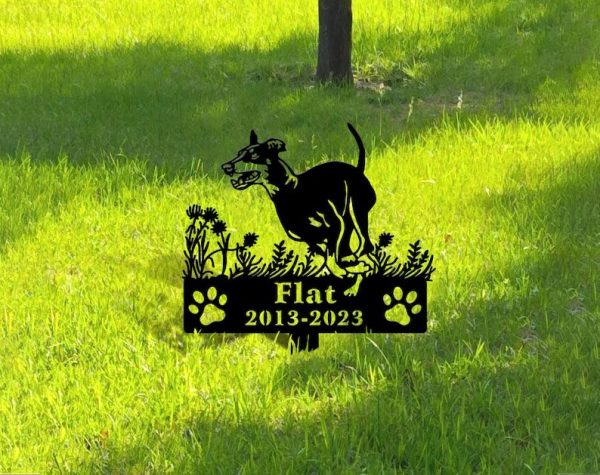 DINOZOZO Manchester Terrier Dog Grave Marker Garden Stakes Dog Sympathy Gift Cemetery Decor Memorial Custom Metal Signs