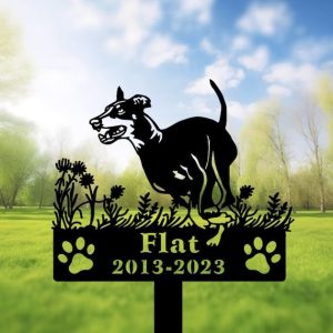 DINOZOZO Manchester Terrier Dog Grave Marker Garden Stakes Dog Sympathy Gift Cemetery Decor Memorial Custom Metal Signs4