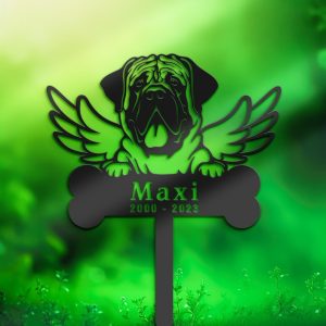 DINOZOZO Mastiff Dog Grave Marker Garden Stakes Dog Memorial Gift Cemetery Decor Custom Metal Signs2