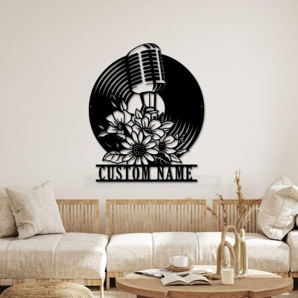 DINOZOZO Microphone Flower Recording Studio Custom Metal Signs