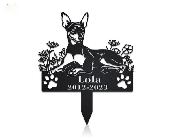DINOZOZO Miniature Pinscher Dog Grave Marker Garden Stakes Dog Sympathy Gift Cemetery Decor Memorial Custom Metal Signs