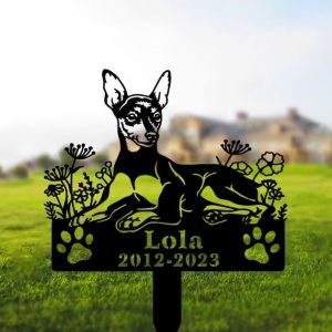 DINOZOZO Miniature Pinscher Dog Grave Marker Garden Stakes Dog Sympathy Gift Cemetery Decor Memorial Custom Metal Signs4