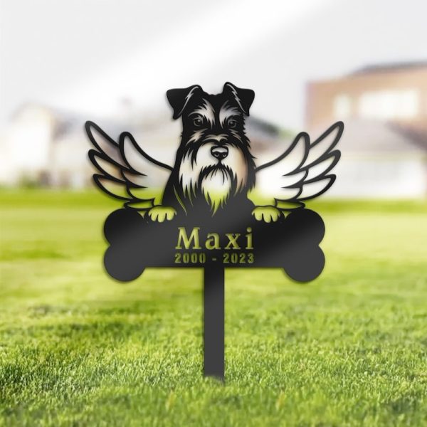 DINOZOZO Miniature Schnauzer Dog Grave Marker Garden Stakes Dog Memorial Gift Cemetery Decor Custom Metal Signs