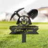 DINOZOZO Mining Tools Helmet Miner Grave Marker Memorial Sign with Stake Sympathy Gifts for Loss of Loved One Custom Metal Signs2