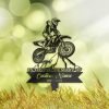 DINOZOZO Motocross Biker Grave Marker Memorial Sign with Stake Sympathy Gifts for Loss of Loved One Custom Metal Signs