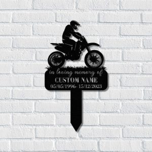 DINOZOZO Motorcycle Memorial Stake Biker Grave Maker Custom Metal Signs2