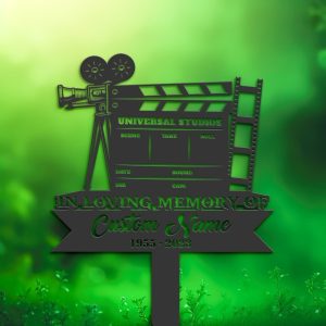 DINOZOZO Movie Director Cameraman Grave Marker Memorial Sign with Stake Sympathy Gifts for Loss of Loved One Custom Metal Signs3