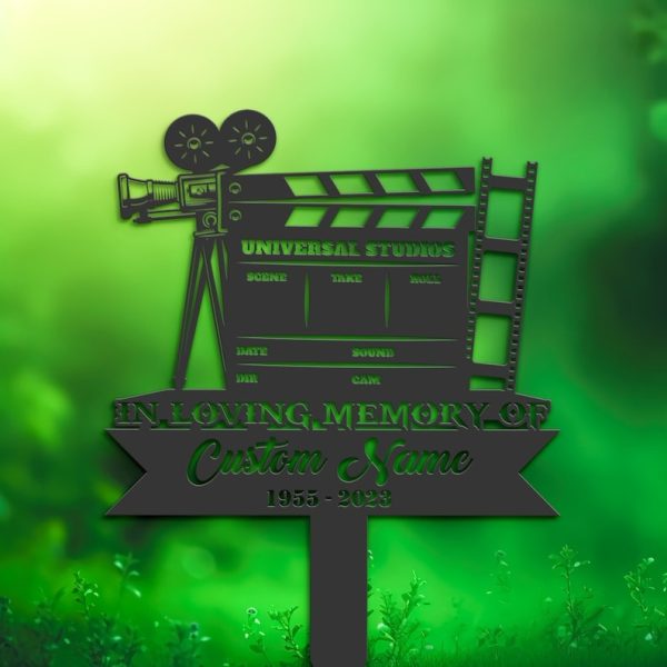 DINOZOZO Movie Director Cameraman Grave Marker Memorial Sign with Stake Sympathy Gifts for Loss of Loved One Custom Metal Signs