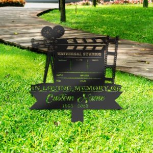 DINOZOZO Movie Director Cameraman Grave Marker Memorial Sign with Stake Sympathy Gifts for Loss of Loved One Custom Metal Signs4