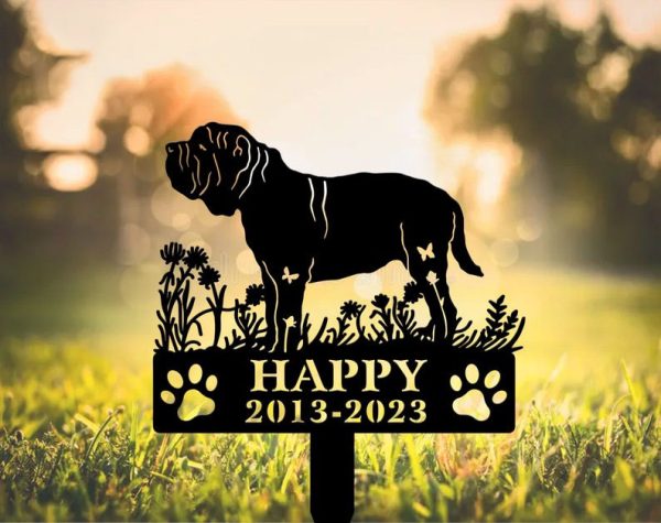 DINOZOZO Neapolitan Mastiff Dog Grave Marker Garden Stakes Dog Sympathy Gift Cemetery Decor Memorial Custom Metal Signs