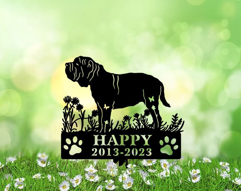 DINOZOZO Neapolitan Mastiff Dog Grave Marker Garden Stakes Dog Sympathy Gift Cemetery Decor Memorial Custom Metal Signs2