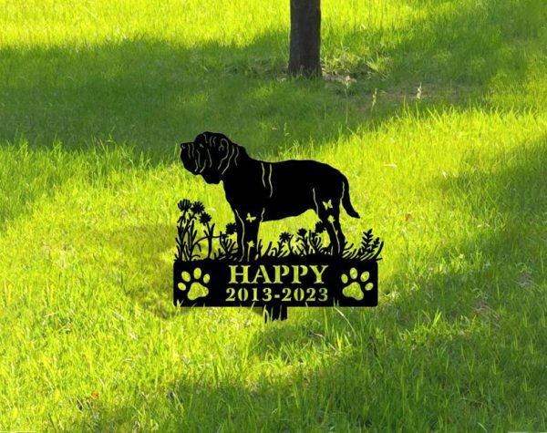 DINOZOZO Neapolitan Mastiff Dog Grave Marker Garden Stakes Dog Sympathy Gift Cemetery Decor Memorial Custom Metal Signs