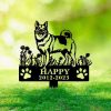DINOZOZO Norwegian Elkhound Dog Grave Marker Garden Stakes Dog Sympathy Gift Cemetery Decor Memorial Custom Metal Signs