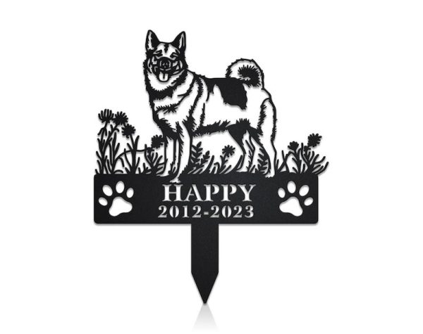 DINOZOZO Norwegian Elkhound Dog Grave Marker Garden Stakes Dog Sympathy Gift Cemetery Decor Memorial Custom Metal Signs