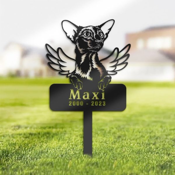 DINOZOZO Oriental Shorthair Cat Grave Marker Garden Stakes Cat Memorial Gift Cemetery Decor Custom Metal Signs