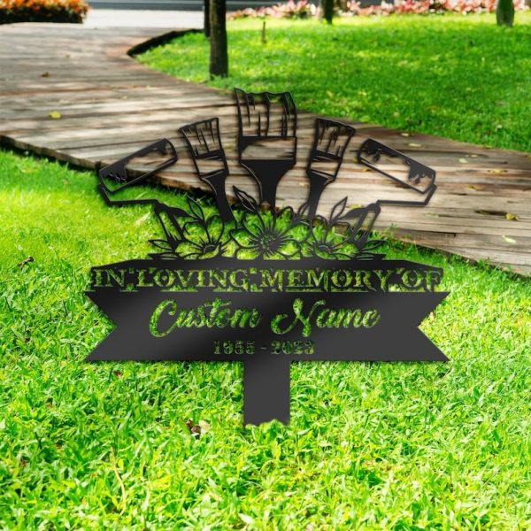 DINOZOZO Painting Tools Painter Grave Marker Memorial Sign with Stake Sympathy Gifts for Loss of Loved One Custom Metal Signs