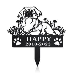 DINOZOZO Pekingese Dog Grave Marker Garden Stakes Dog Sympathy Gift Cemetery Decor Memorial Custom Metal Signs2