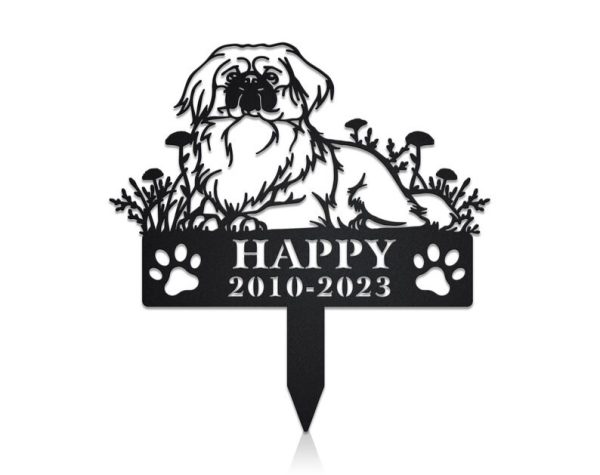 DINOZOZO Pekingese Dog Grave Marker Garden Stakes Dog Sympathy Gift Cemetery Decor Memorial Custom Metal Signs