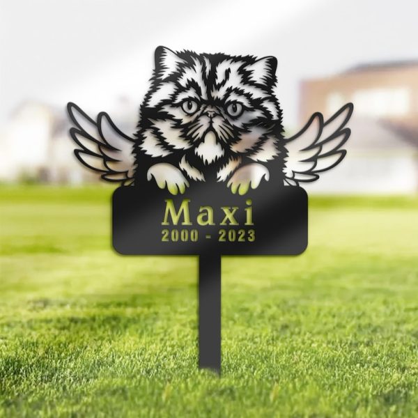 DINOZOZO Persian Cat Grave Marker Garden Stakes Cat Memorial Gift Cemetery Decor Custom Metal Signs