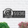 DINOZOZO Personalized Bear Forest Scene Address Sign Custom Metal Signs
