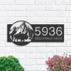 DINOZOZO Personalized Bison Buffalo On Mountain Address Sign Custom Metal Signs