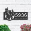 DINOZOZO Personalized Bison in Forest Address Sign Custom Metal Signs