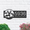 DINOZOZO Personalized Deer Fish Duck Address Sign Custom Metal Signs