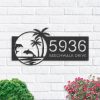 DINOZOZO Personalized Dolphins Palm Trees Beach House Address Sign Custom Metal Signs