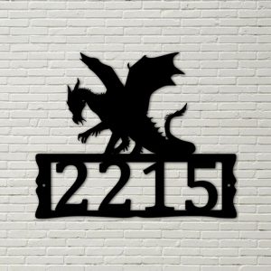 DINOZOZO Personalized Dragon Address Sign Custom Metal Signs2