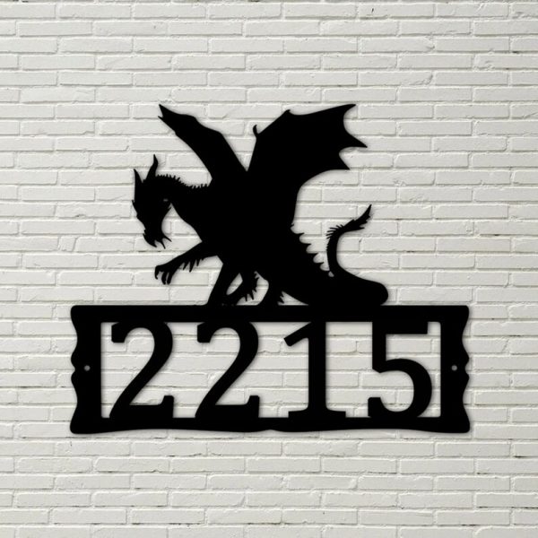 DINOZOZO Personalized Dragon Address Sign Custom Metal Signs