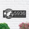 DINOZOZO Personalized Elephants Mother And Child In Forest Address Sign Custom Metal Signs