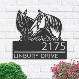 DINOZOZO Personalized Horse Couple Farm House Ranch Address Sign Custom Metal Signs