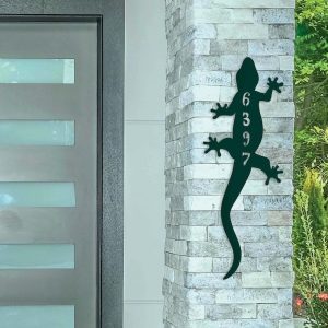 DINOZOZO Personalized Lizard Address Sign Custom Metal Signs