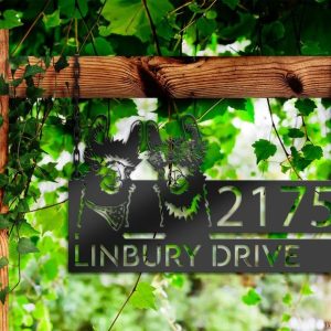 DINOZOZO Personalized Llama Farm Address Sign Custom Metal Signs