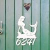 DINOZOZO Personalized Mermaid Coastal Beach House Address Sign Custom Metal Signs