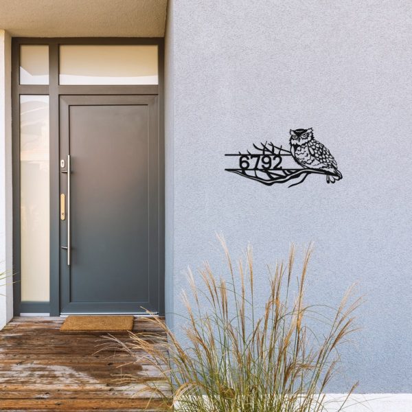 DINOZOZO Personalized Owl On The Arrow Address Sign Custom Metal Signs
