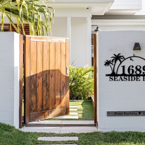 DINOZOZO Personalized Palm Tree Coastal Beach House Address Sign Custom Metal Signs2