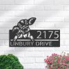 DINOZOZO Personalized Peeking Calf Farm Animal Ranch Address Sign Custom Metal Signs