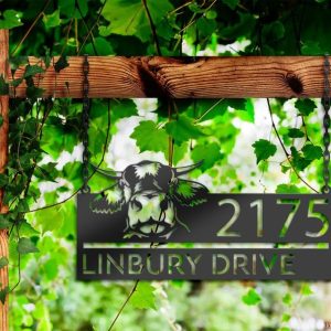DINOZOZO Personalized Peeking Cow Farm Animal Ranch V2 Address Sign Custom Metal Signs2
