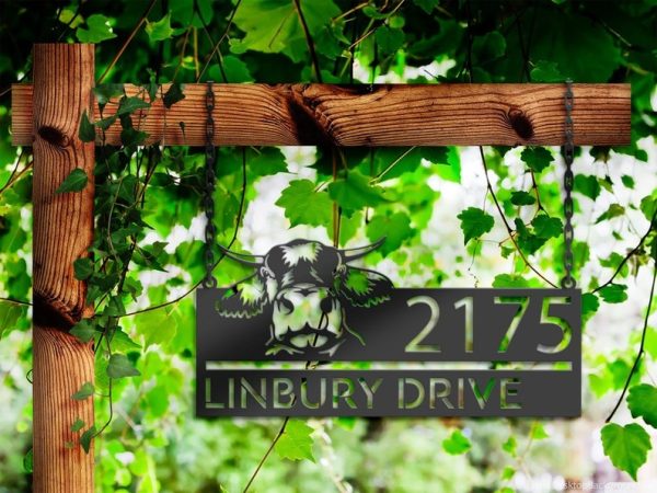 DINOZOZO Personalized Peeking Cow Farm Animal Ranch V2 Address Sign Custom Metal Signs
