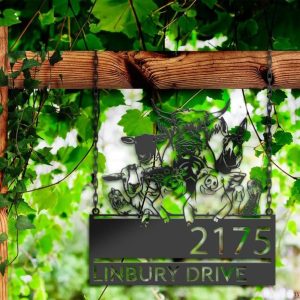 DINOZOZO Personalized Peeking Farm Animals Farmhouse Ranch Address Sign Custom Metal Signs2